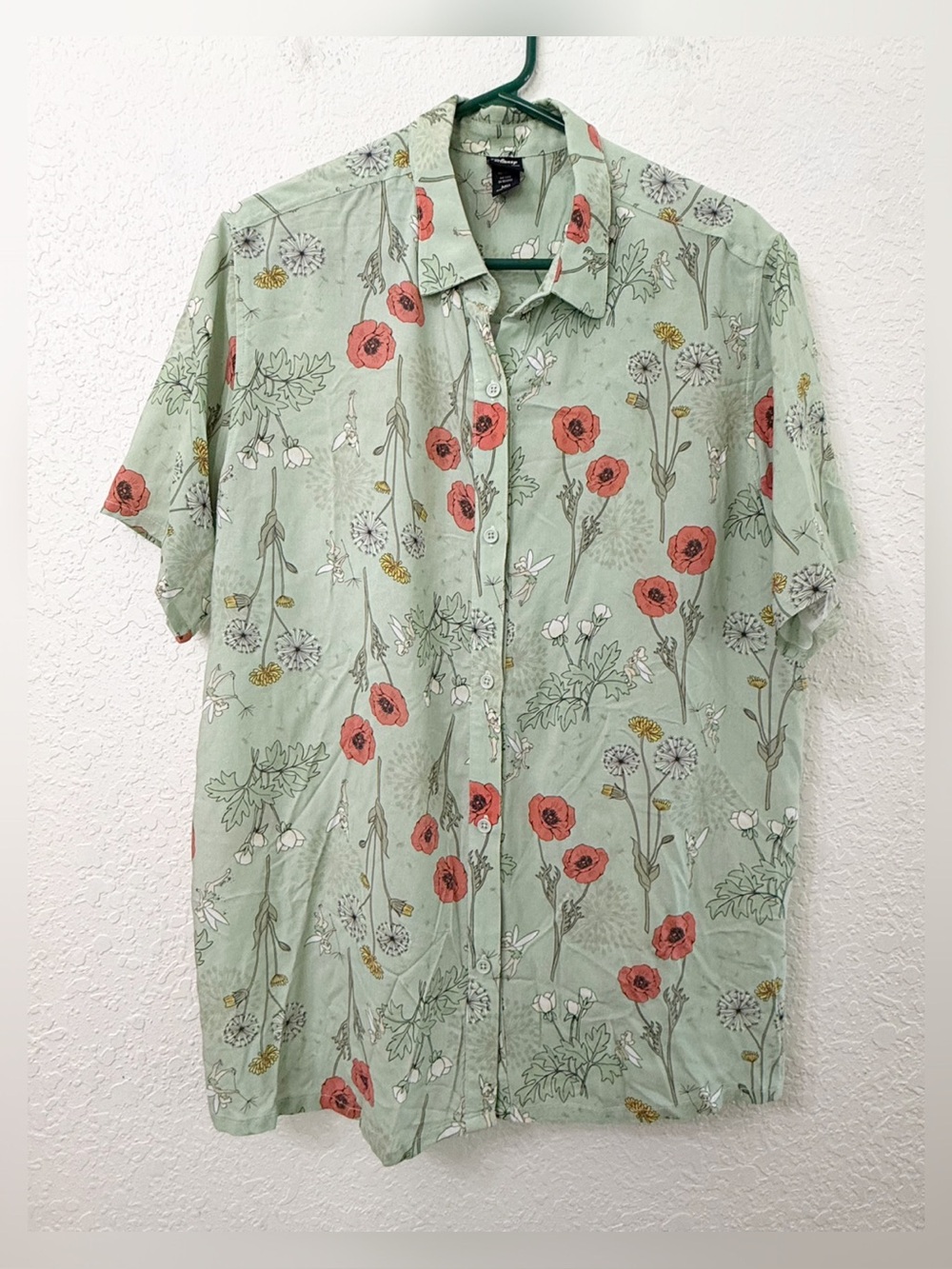 Her Universe Disney Peter Pan Tinker Bell Floral Women's Oversized Button-Up